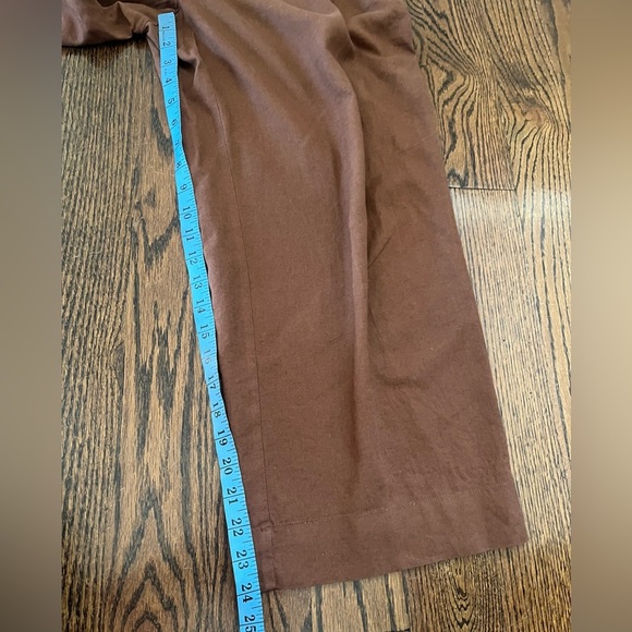 Madewell Petite Pull-On Straight Crop Pants in Linen Blend Size 2P brown NWT - Picture 8 of 9